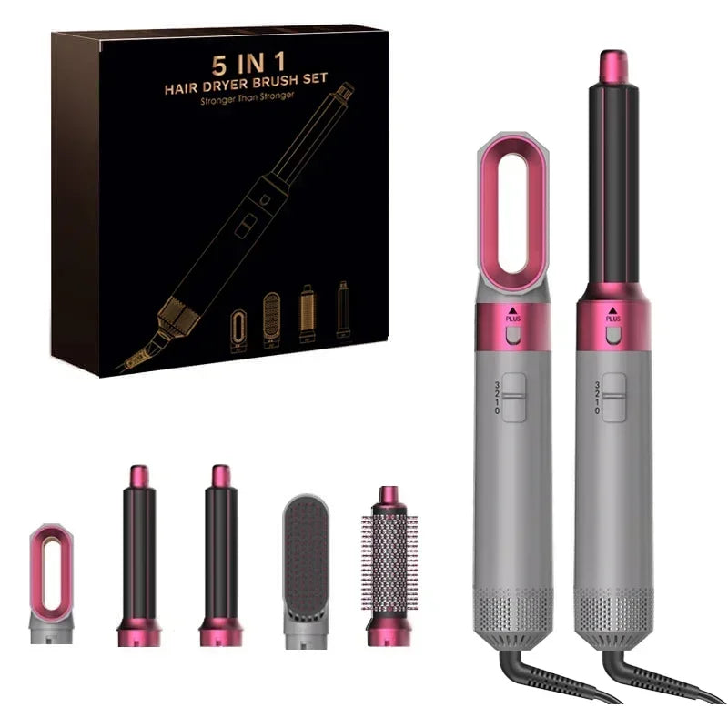 5 in 1 Hair Dryer Brush and Styler Kit Professional Hot Air Comb Curling Iron Hair Straightener for Volumizing and Styling