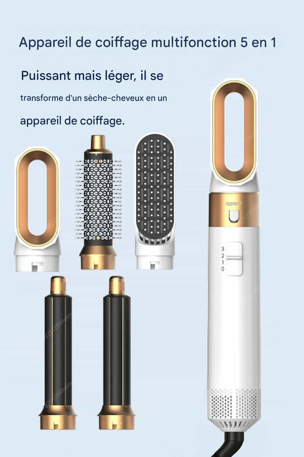 5 in 1 Hair Dryer Brush and Styler Kit Professional Hot Air Comb Curling Iron Hair Straightener for Volumizing and Styling