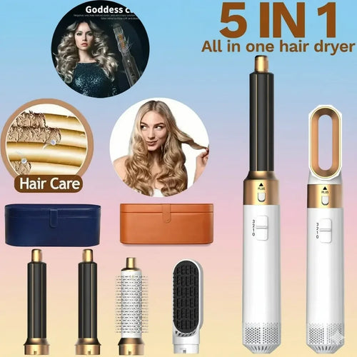 5 in 1 Hair Dryer Brush and Styler Kit Professional Hot Air Comb Curling Iron Hair Straightener for Volumizing and Styling